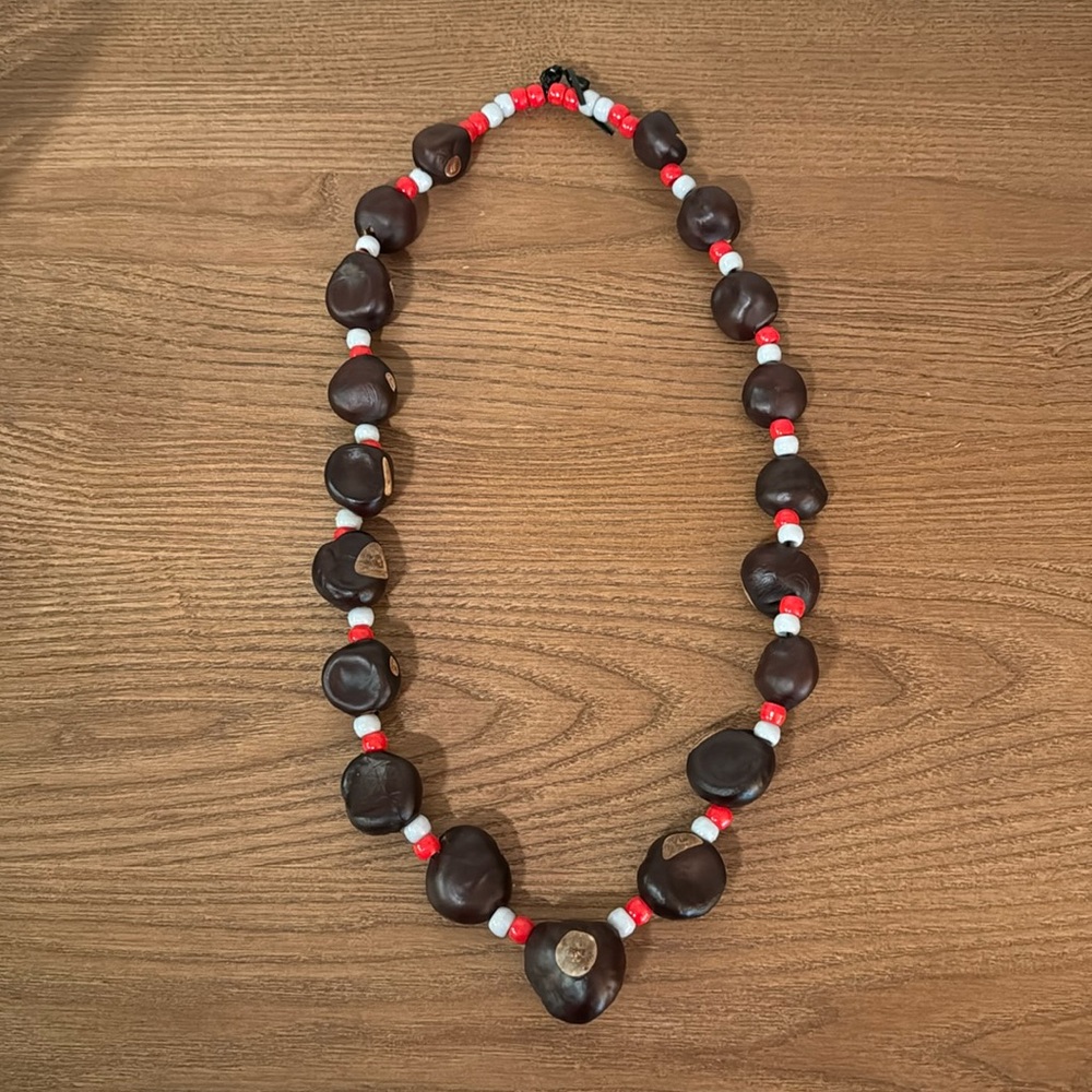 The Ohio State OSU Buckeye nut necklace 30”